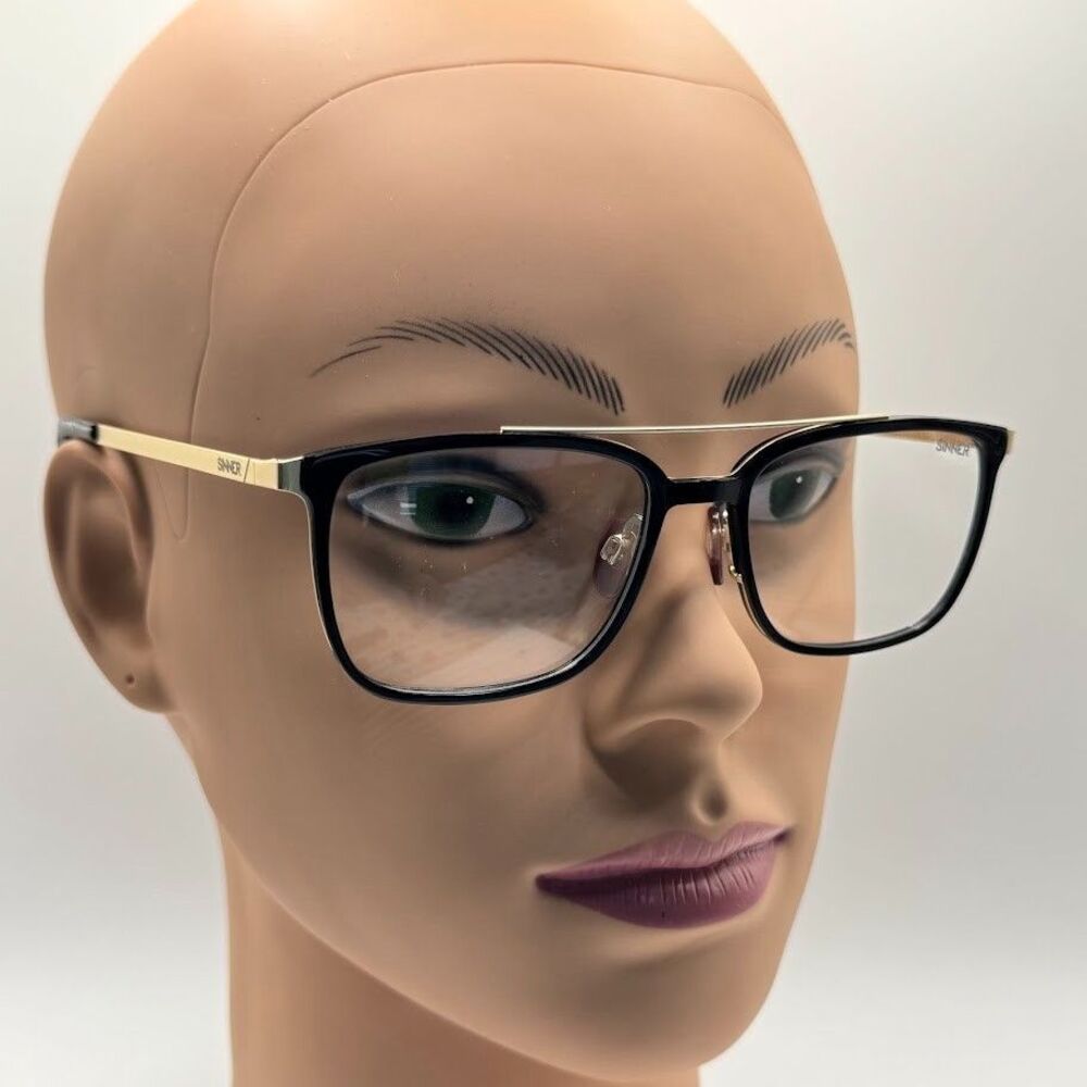 New Men's Designer Eyeglass Frames Sinner Kay | Black/Gold | 52/18/140